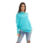 Turquoise Asymmetric Batwing Jumper