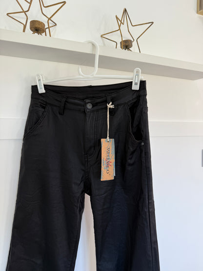 Black Melly & Co Flared Pleather Jeans