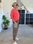 Mocha Leopard Slim Barrel Cargo Joggers