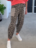 Mocha Leopard Slim Barrel Cargo Joggers
