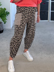 Mocha Leopard Slim Barrel Cargo Joggers