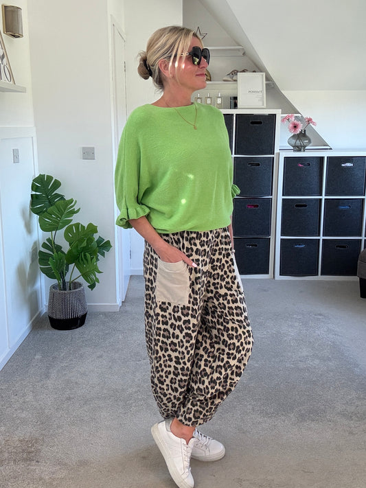 Lime Green Frill Sleeve Jumper