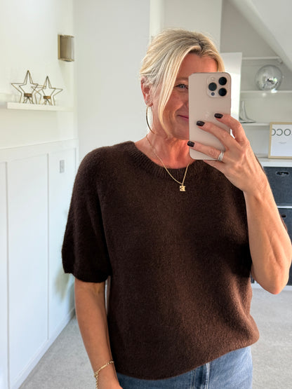 Mocha Fluffy S/S Jumper