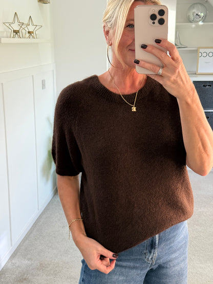 Mocha Fluffy S/S Jumper