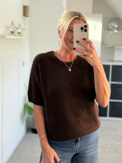 Mocha Fluffy S/S Jumper