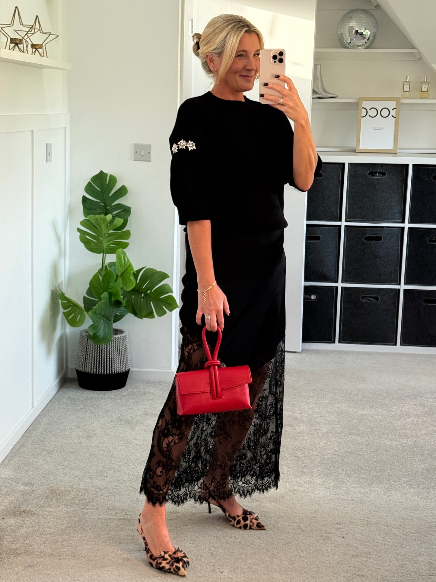 Black Diamanté Sleeve Jumper