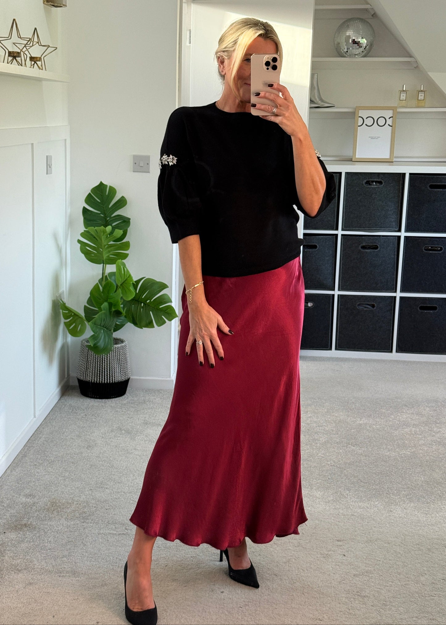 Black Diamanté Sleeve Jumper