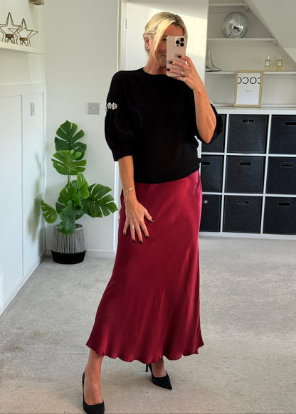 Black Diamanté Sleeve Jumper