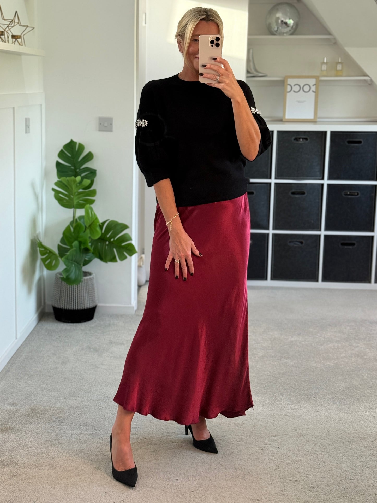 Black Diamanté Sleeve Jumper