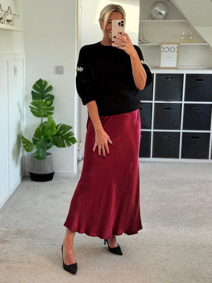 Black Diamanté Sleeve Jumper