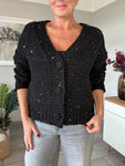 Grey Sequin Knitted Cardigan