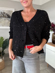 Grey Sequin Knitted Cardigan