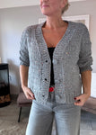 Grey Sequin Knitted Cardigan