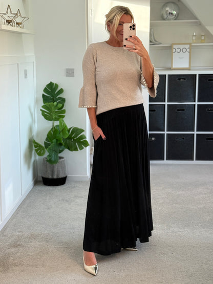 Black Palazzo Wide Leg Trousers