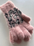 Pink Leopard Fluffy Gloves