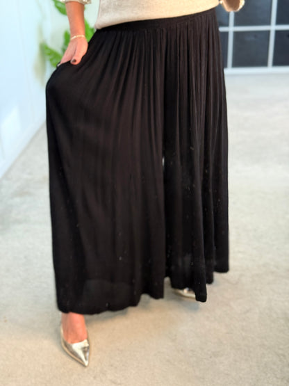 Black Palazzo Wide Leg Trousers