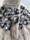 Grey Leopard Fluffy Gloves