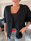 Black Sequin Knitted Cardigan