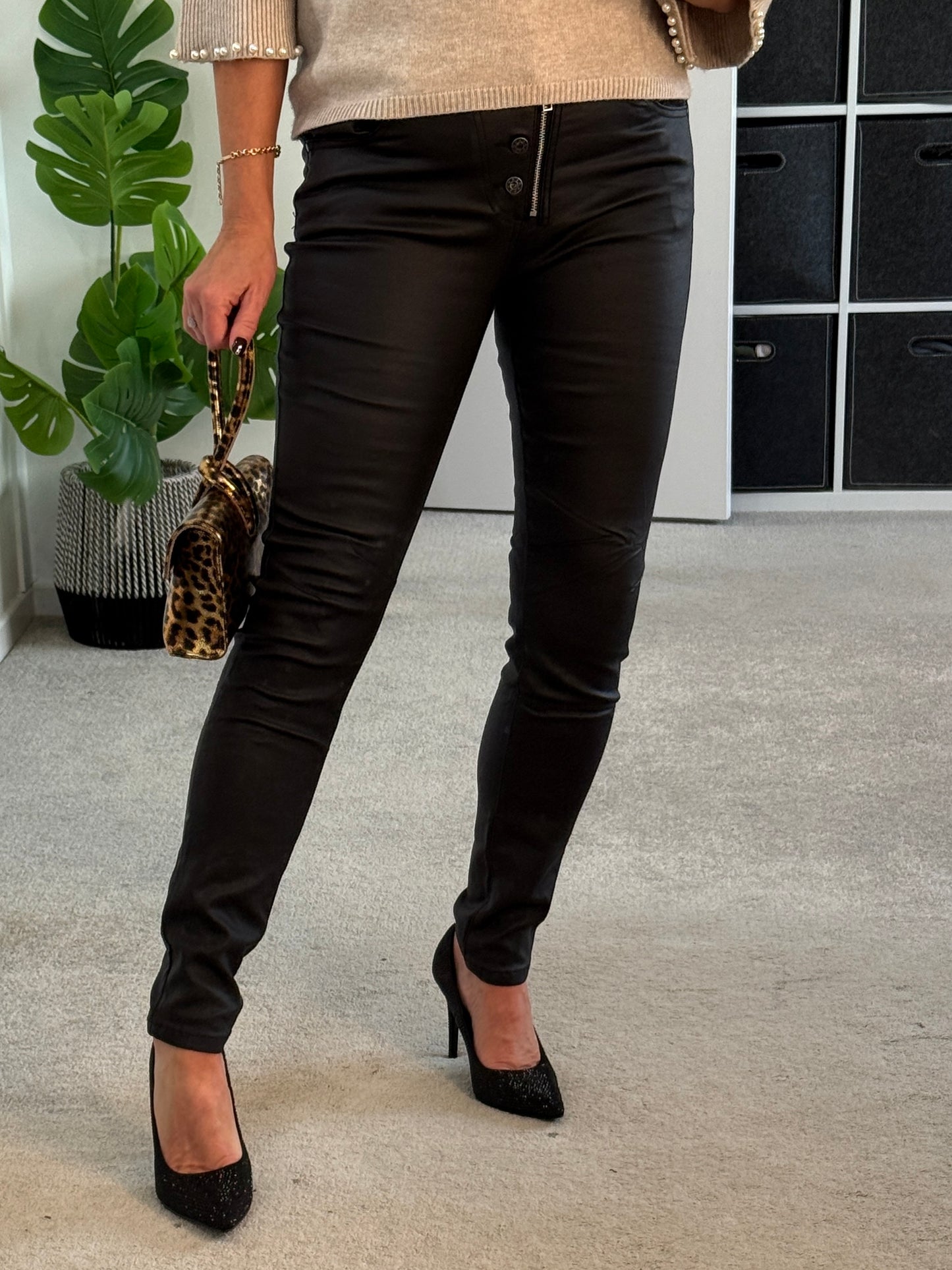 Black Melly & Co Pleather Jeans