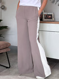 Mocha/Cream Stripe Wide Leg Trousers