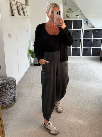 Charcoal Grey Slim Barrel Cargo Joggers