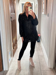 Champagne Gold Sequin Long Classic Shirt