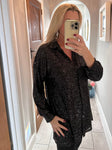 Champagne Gold Sequin Long Classic Shirt