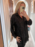 Champagne Gold Sequin Long Classic Shirt