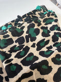 Green Leopard Print Tassel Scarf