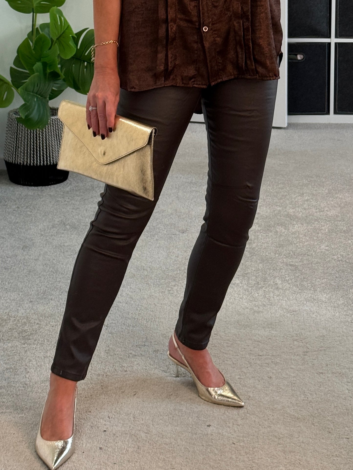 Brown Melly & Co Pleather Jeans