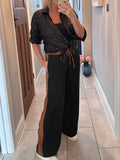 Champagne Gold Sequin Long Classic Shirt