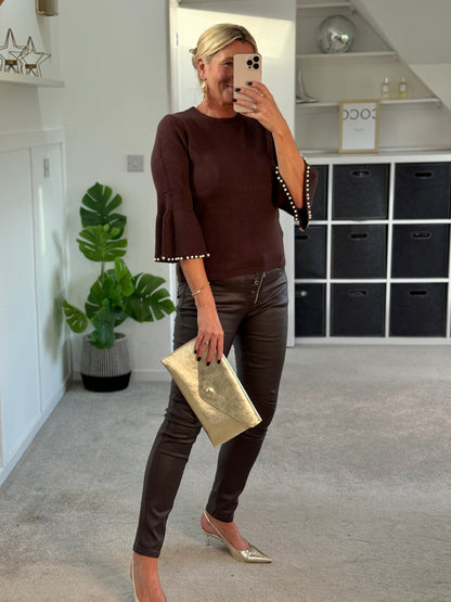 Brown Melly & Co Pleather Jeans