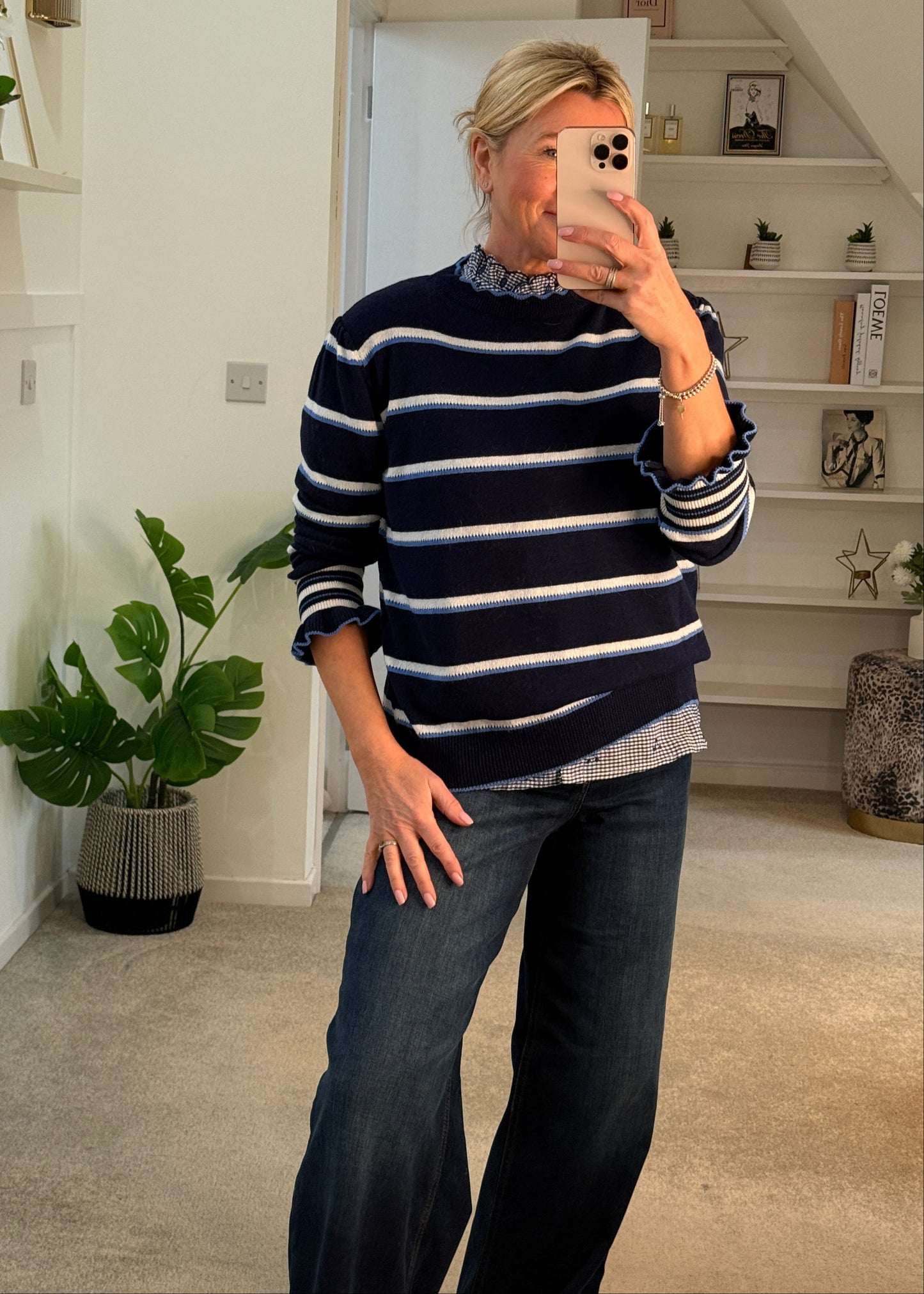 Navy Stripe Merino/Cashmere Mix Knit