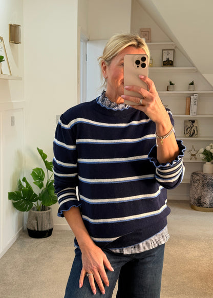 Navy Stripe Merino/Cashmere Mix Knit