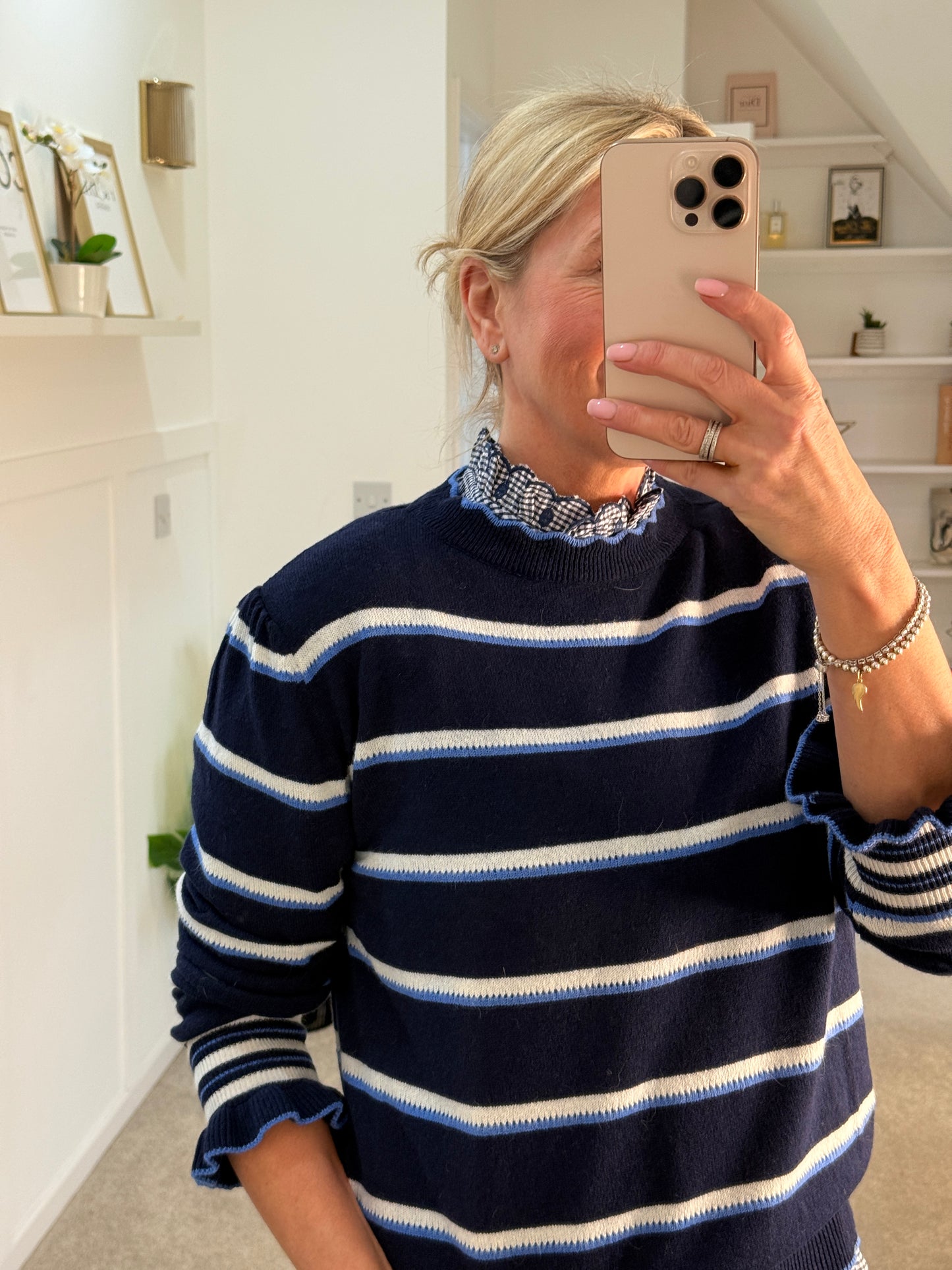 Navy Stripe Merino/Cashmere Mix Knit