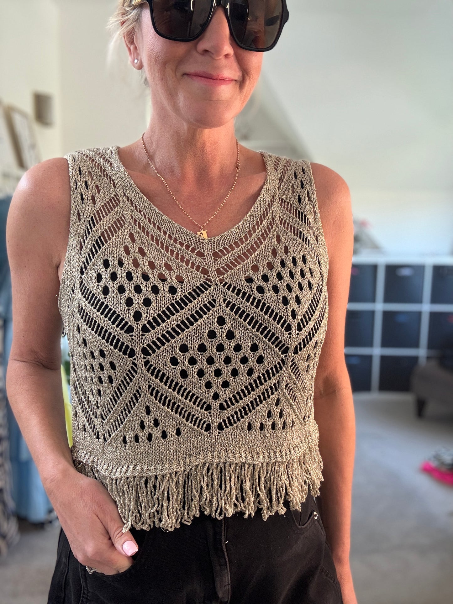 Gold Crochet Bella Top