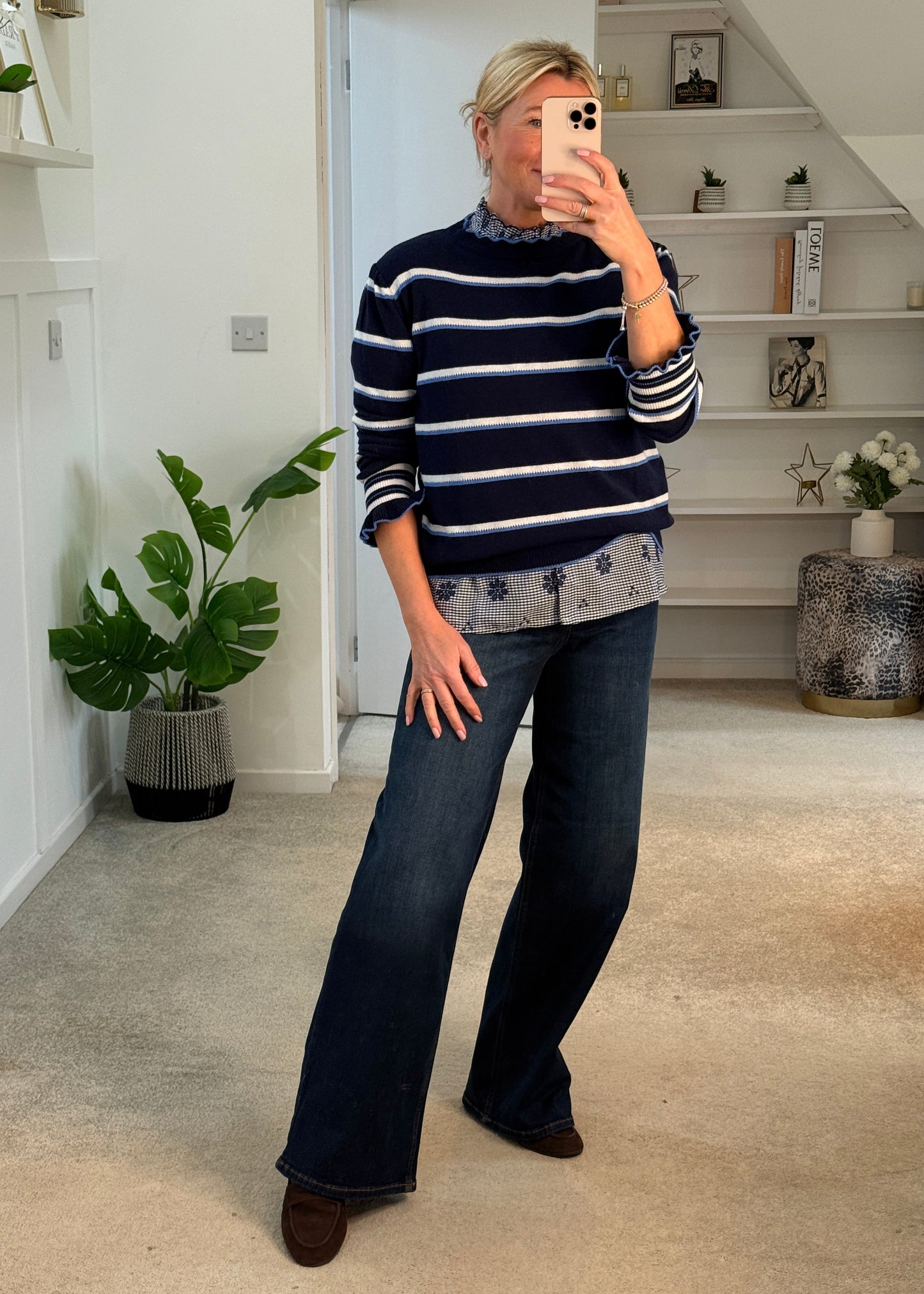 Navy Stripe Merino/Cashmere Mix Knit