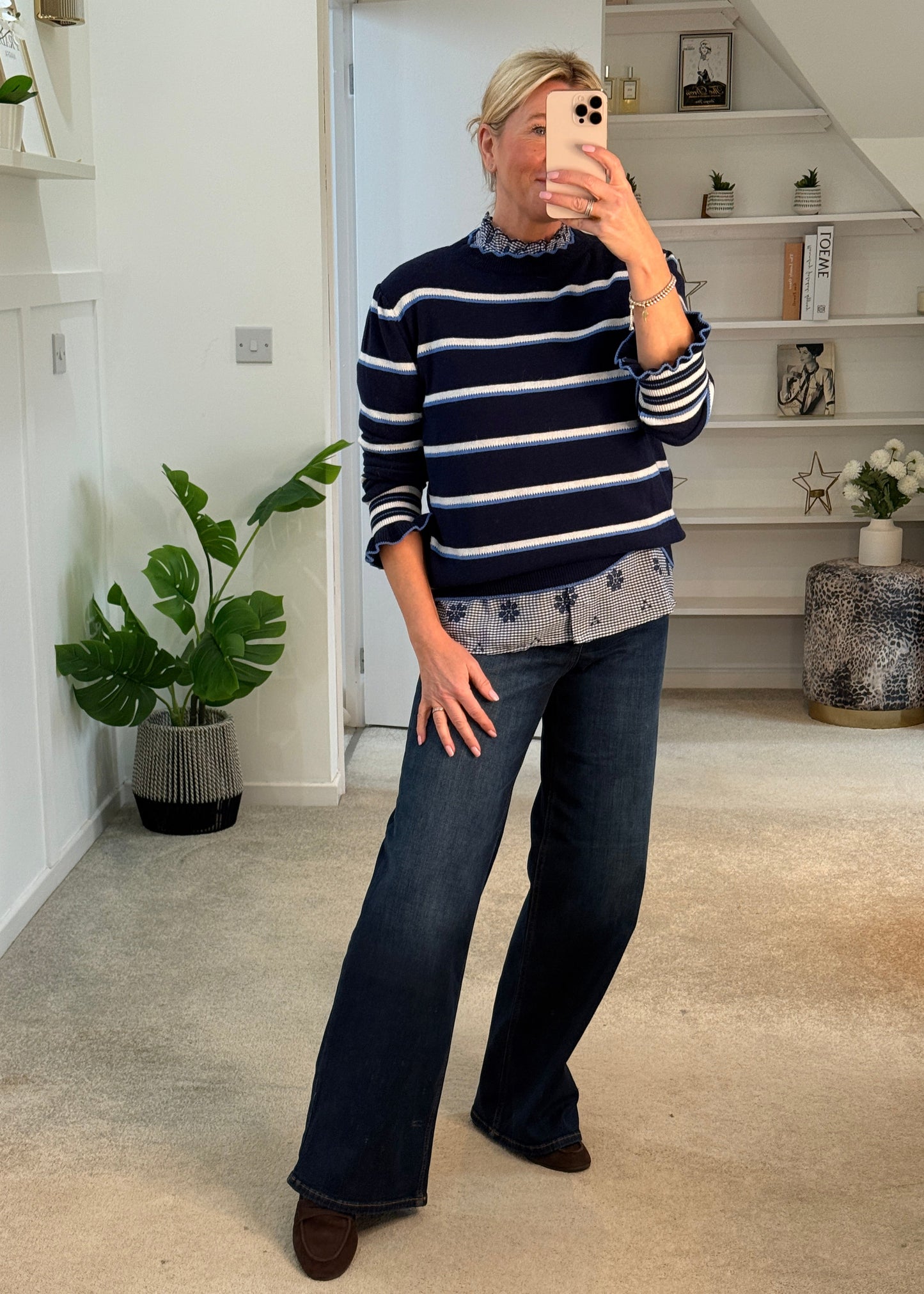 Navy Stripe Merino/Cashmere Mix Knit