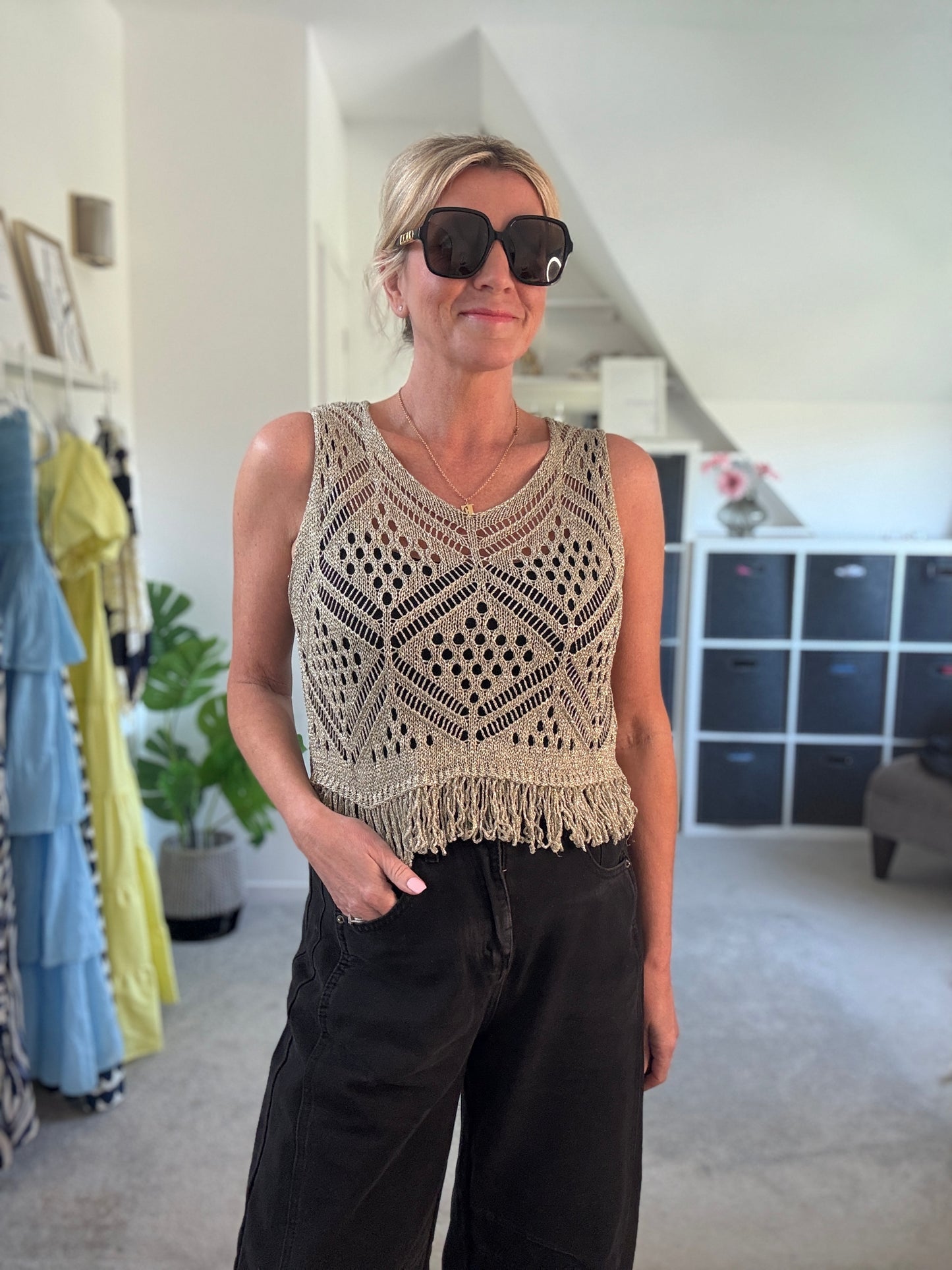 Gold Crochet Bella Top