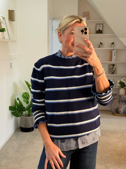 Navy Stripe Merino/Cashmere Mix Knit