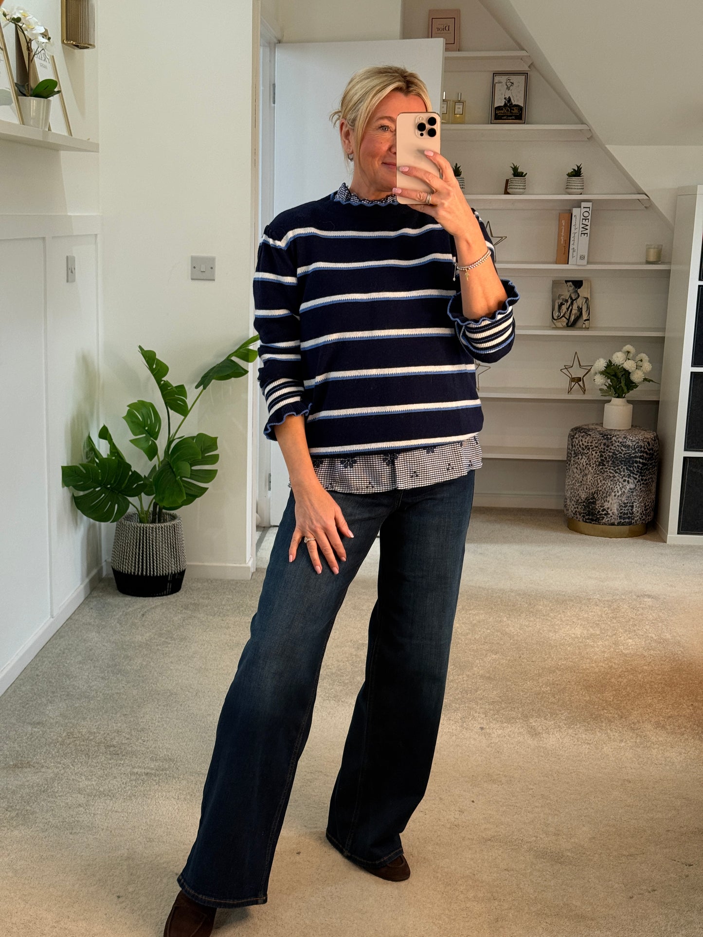 Navy Stripe Merino/Cashmere Mix Knit