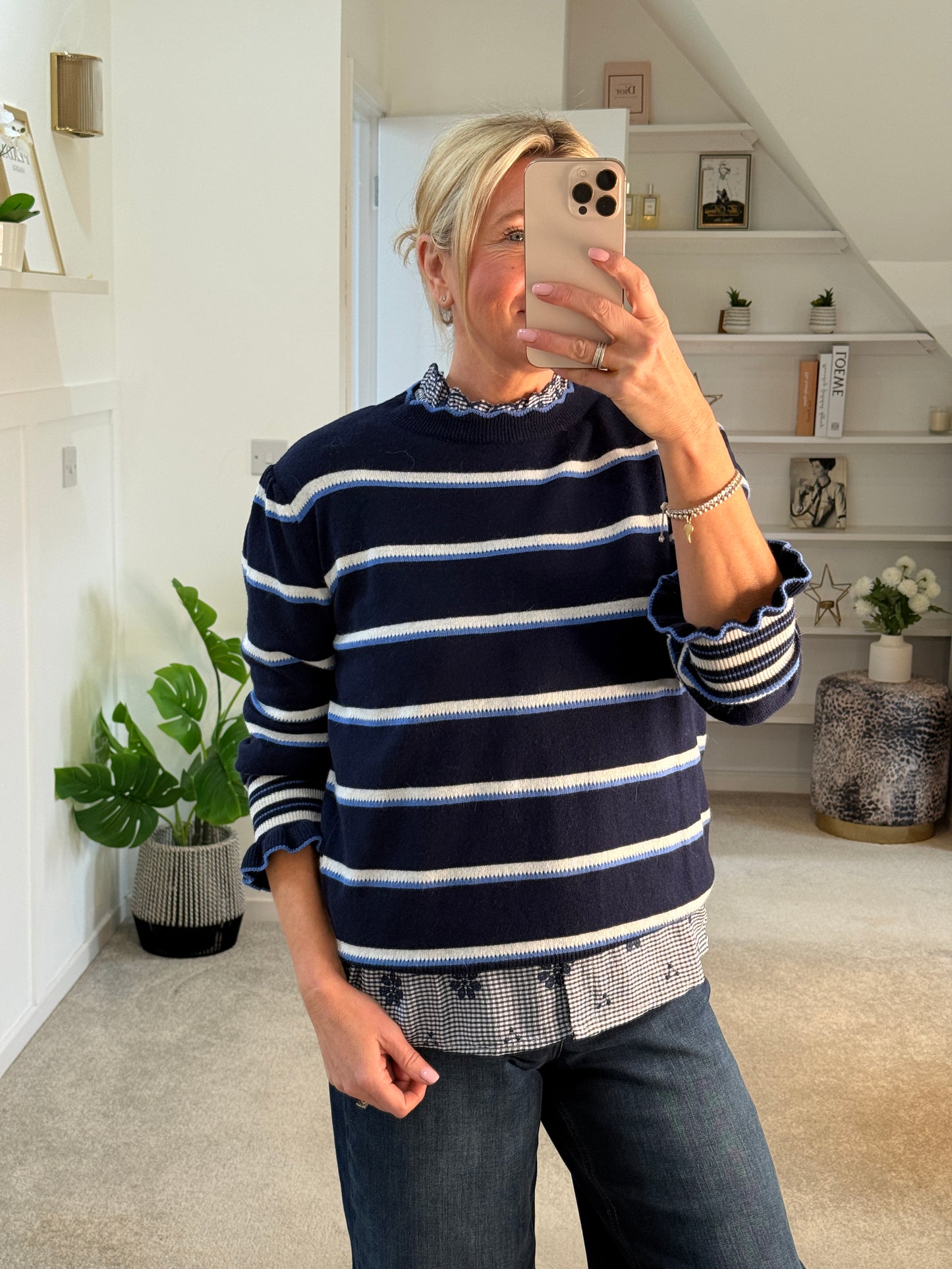 Navy Stripe Merino/Cashmere Mix Knit