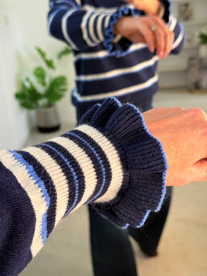 Navy Stripe Merino/Cashmere Mix Knit