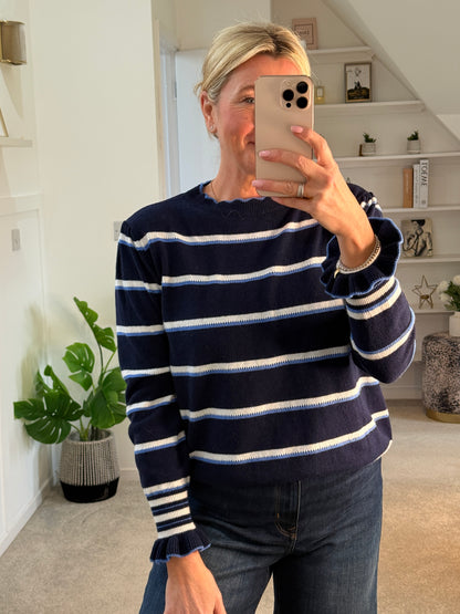 Navy Stripe Merino/Cashmere Mix Knit