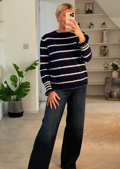 Navy Stripe Merino/Cashmere Mix Knit