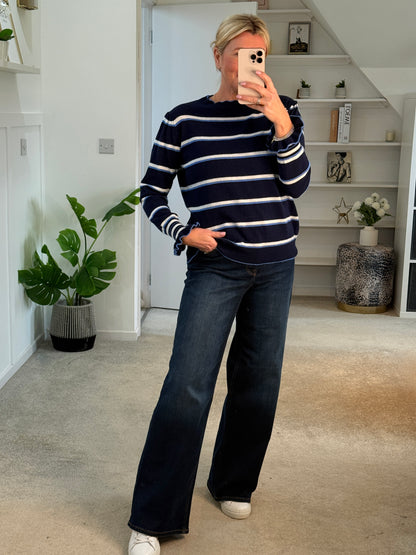 Navy Stripe Merino/Cashmere Mix Knit