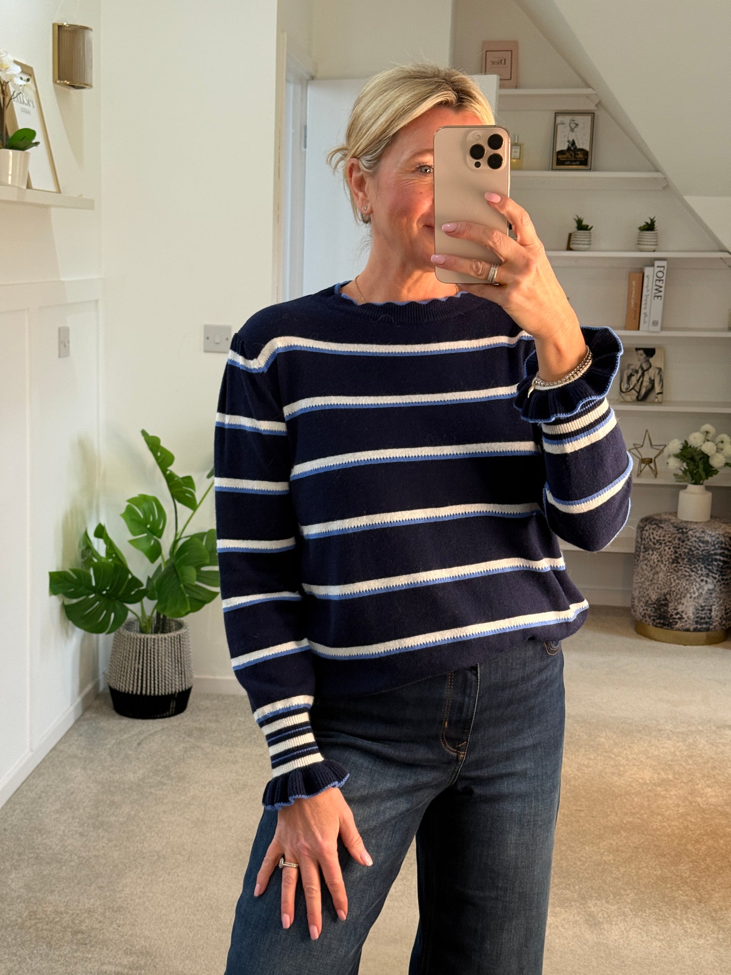Navy Stripe Merino/Cashmere Mix Knit