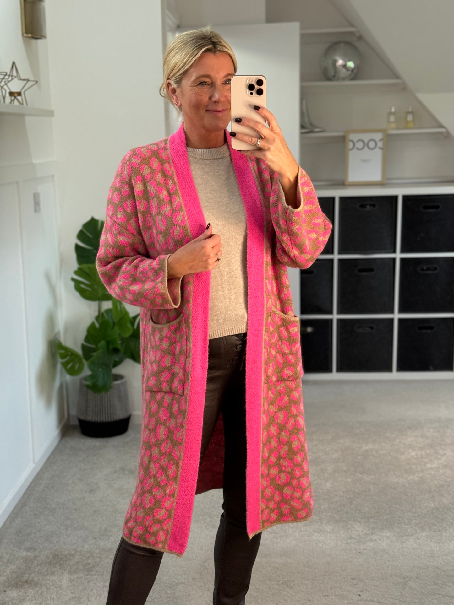 Tan/Camel Leopard Long Cardigan