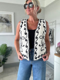 Cream Knitted Folk Design Waistcoat