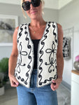 Cream Knitted Folk Design Waistcoat